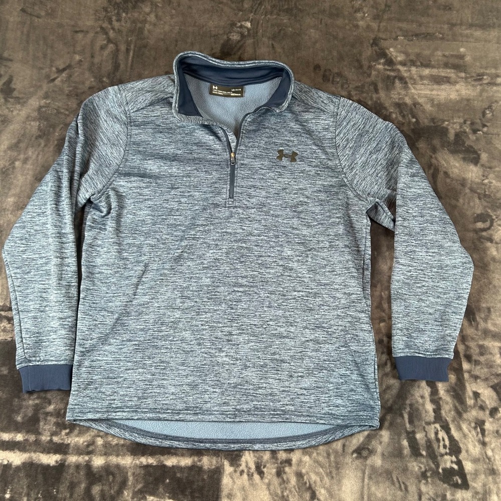 Under Armour Pullover Mens Large Blue ColdGear Quarter Zip Space‎ Dye 1320701